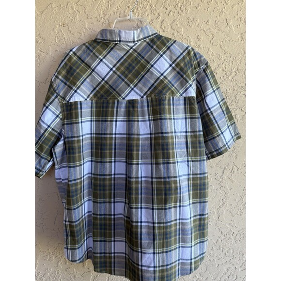 LAPG NWT Green White Cotton Plaid Terrain Shirt Mens X-Large Pocket Short Sleeve - Picture 5 of 10